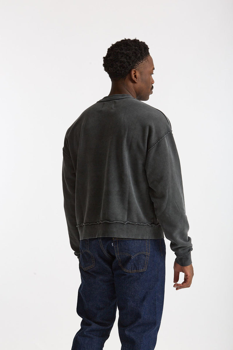 Felpa girocollo in cotone lavato grigio men Woc - 4