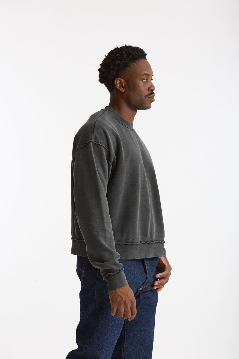 Felpa girocollo in cotone lavato grigio men Woc - 1