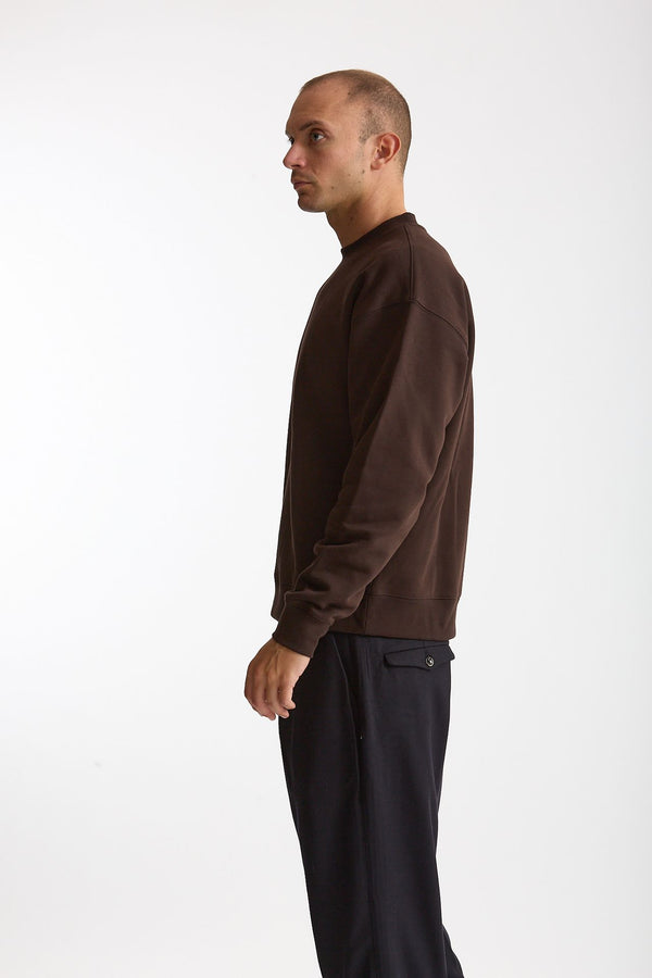 Felpa girocollo in cotone marrone men Woc