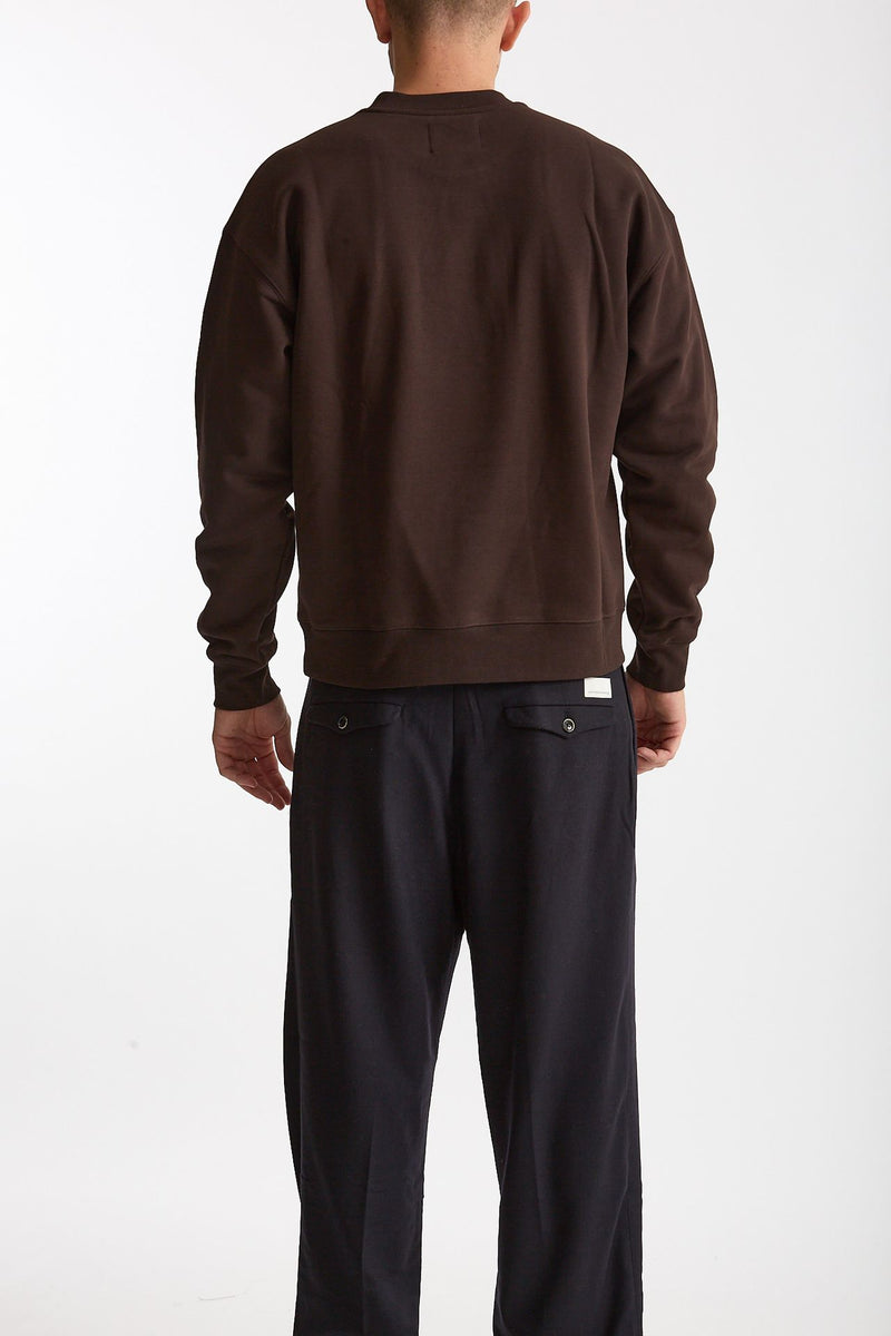 Felpa girocollo in cotone marrone men Woc - 3
