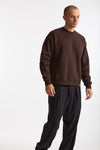 Felpa girocollo in cotone marrone men Woc - 4