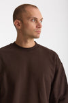Felpa girocollo in cotone marrone men Woc - 5