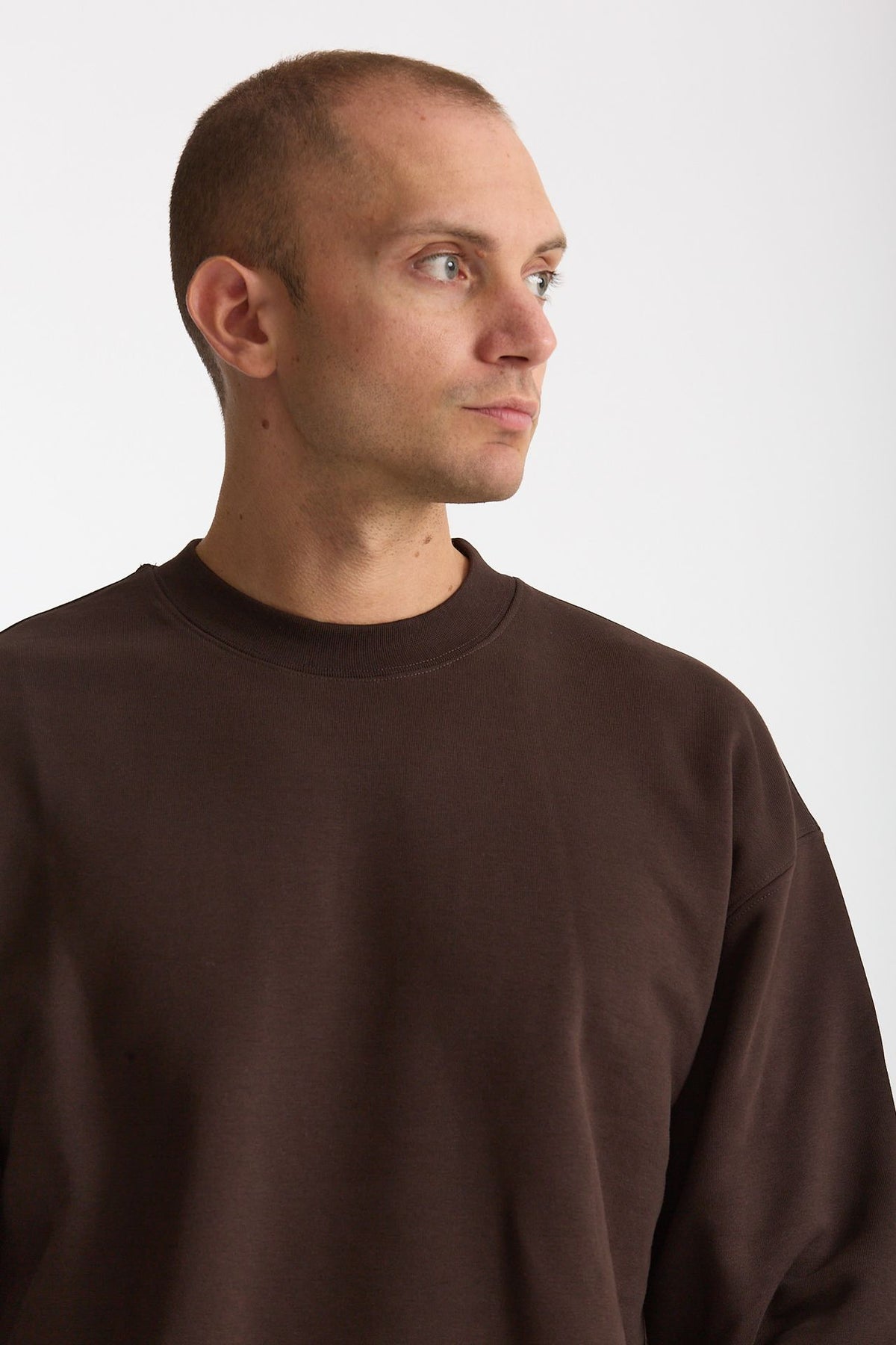 Felpa girocollo in cotone marrone men Woc - 5