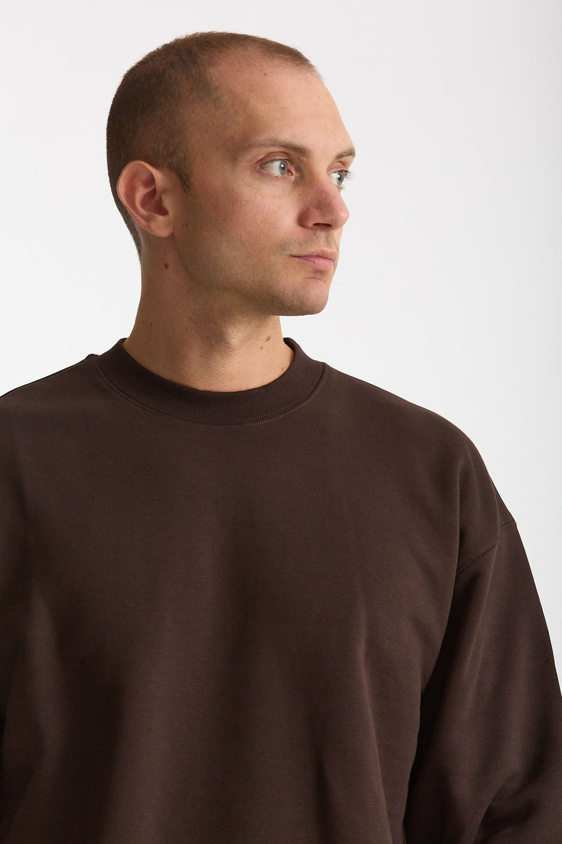 Felpa girocollo in cotone marrone men Woc - 5