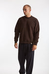 Felpa girocollo in cotone marrone men Woc - 1