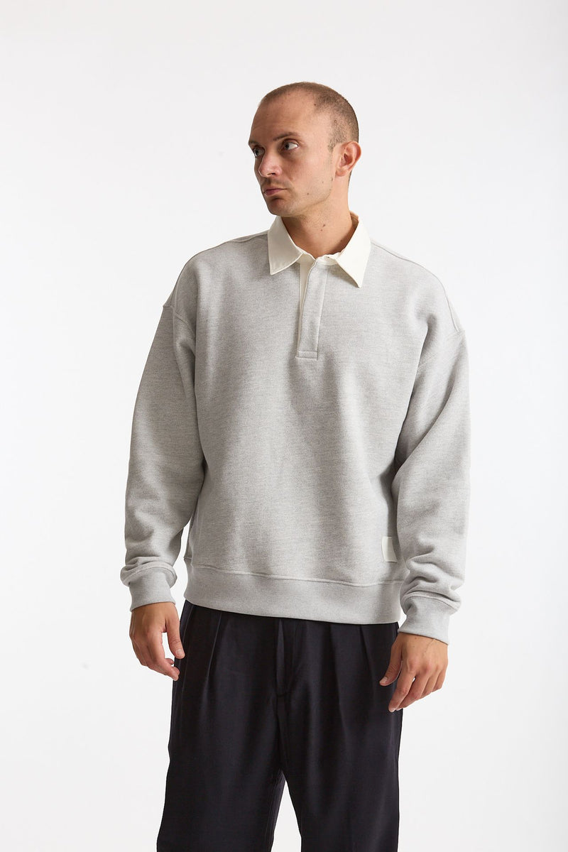 Felpa polo in cotone grigio men Woc - 1