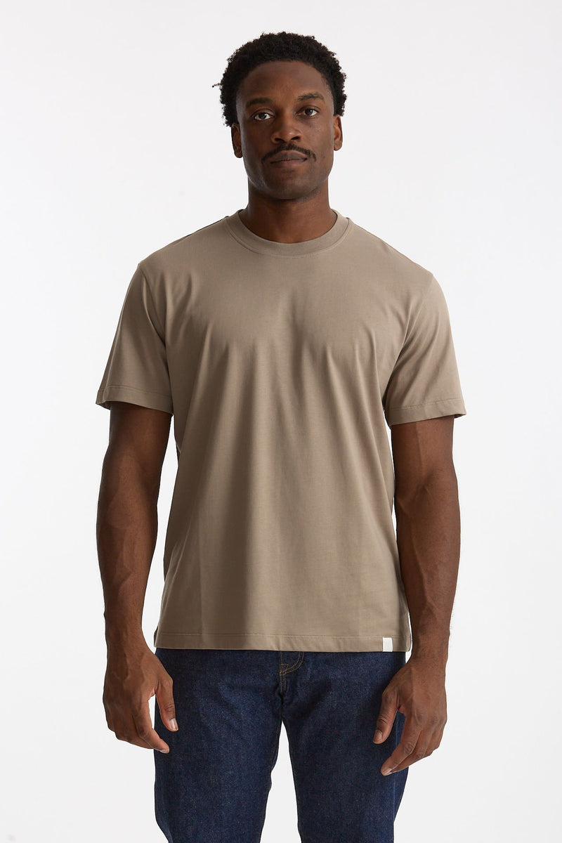 T-shirt girocollo in cotone tortora men Woc - 1
