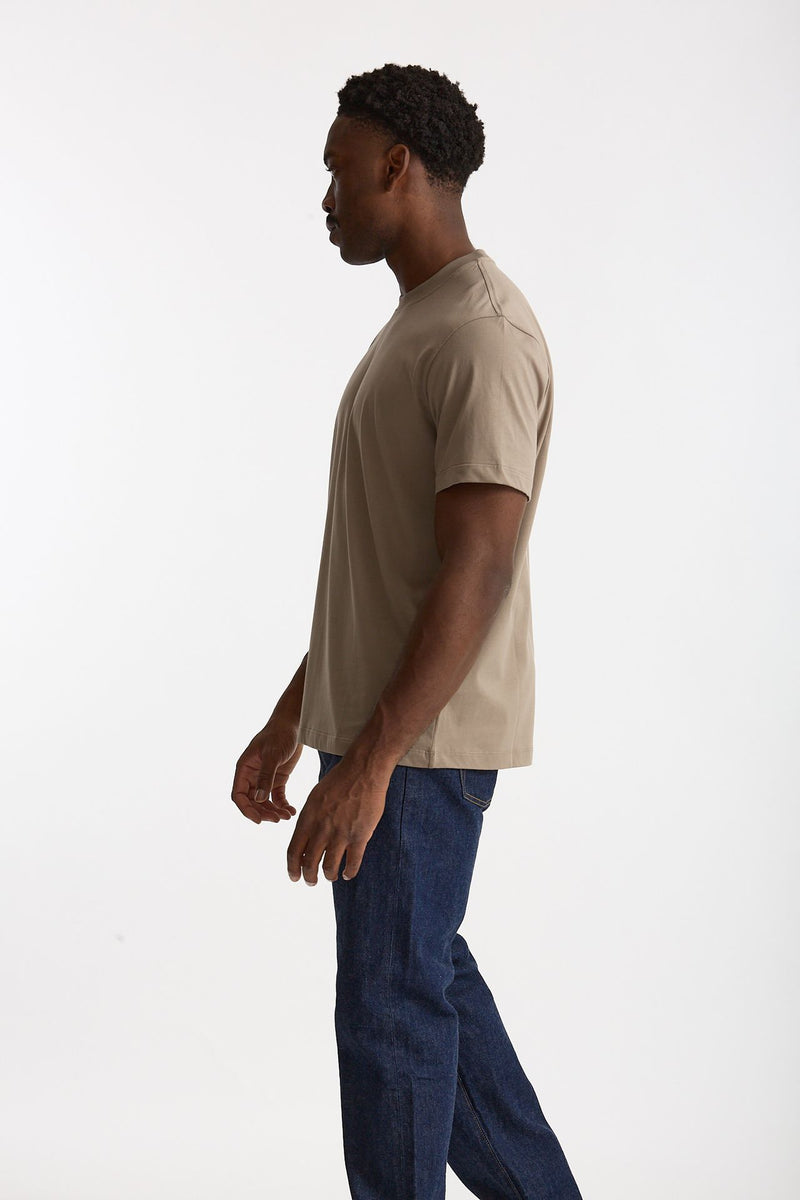 T-shirt girocollo in cotone tortora men Woc - 2