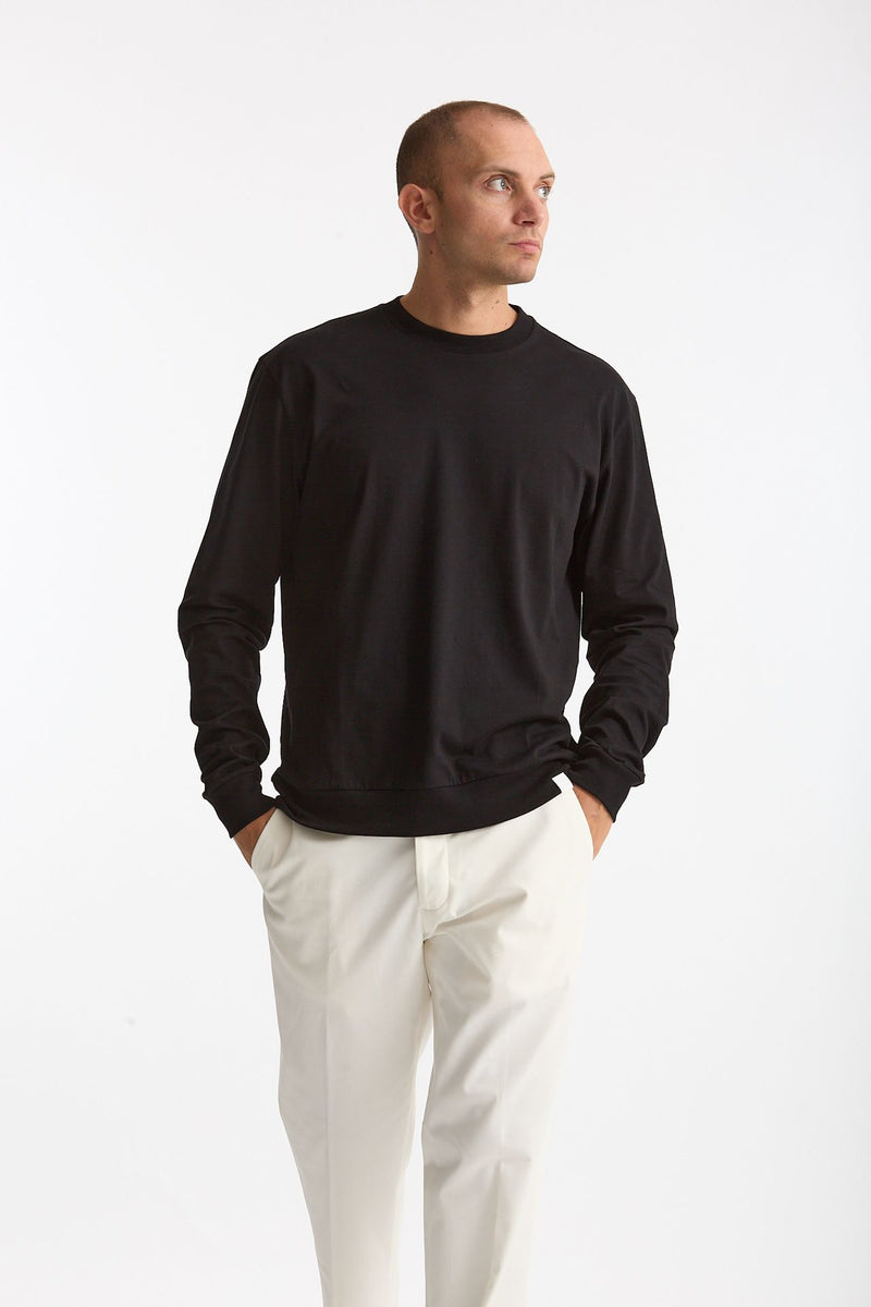 T-shirt manica lunga in cotone nero men Woc - 2