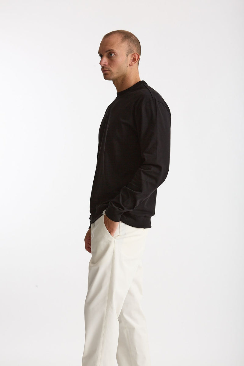 T-shirt manica lunga in cotone nero men Woc - 1