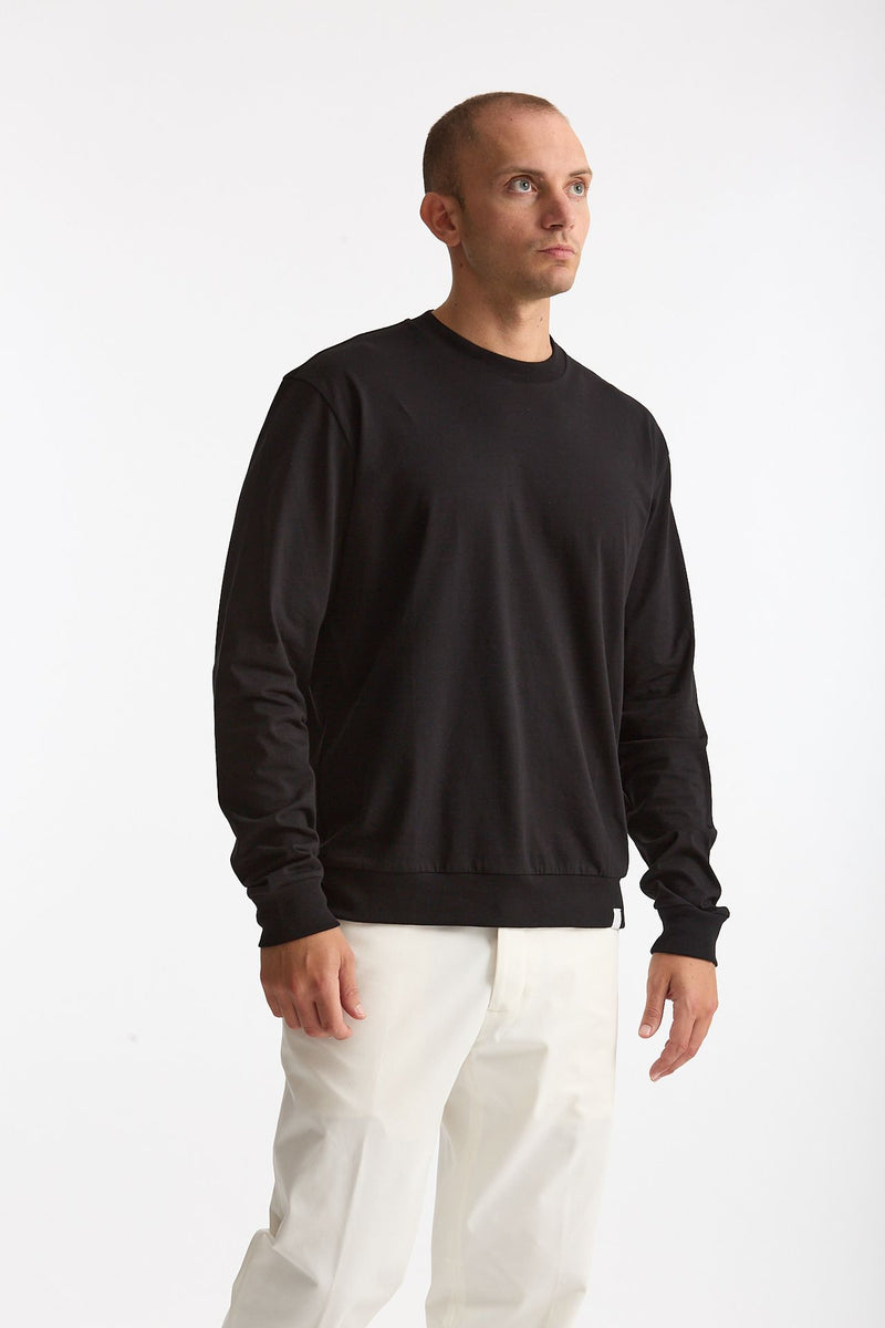 T-shirt manica lunga in cotone nero men Woc - 4