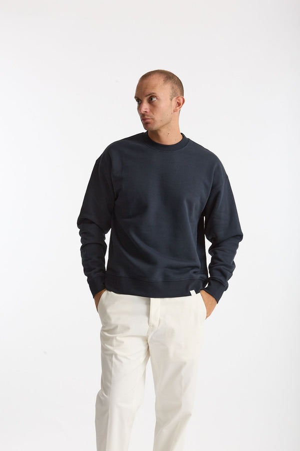 Felpa girocollo in cotone blu men Woc