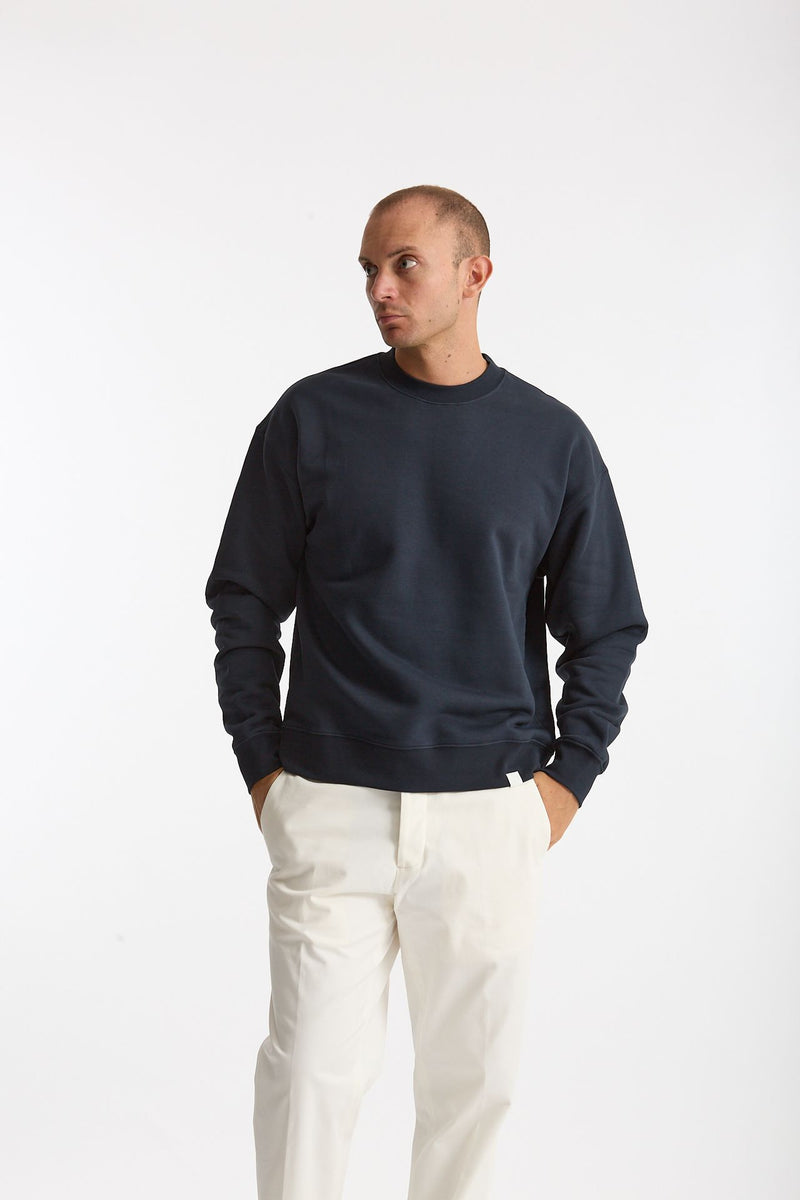 Felpa girocollo in cotone blu men Woc - 1
