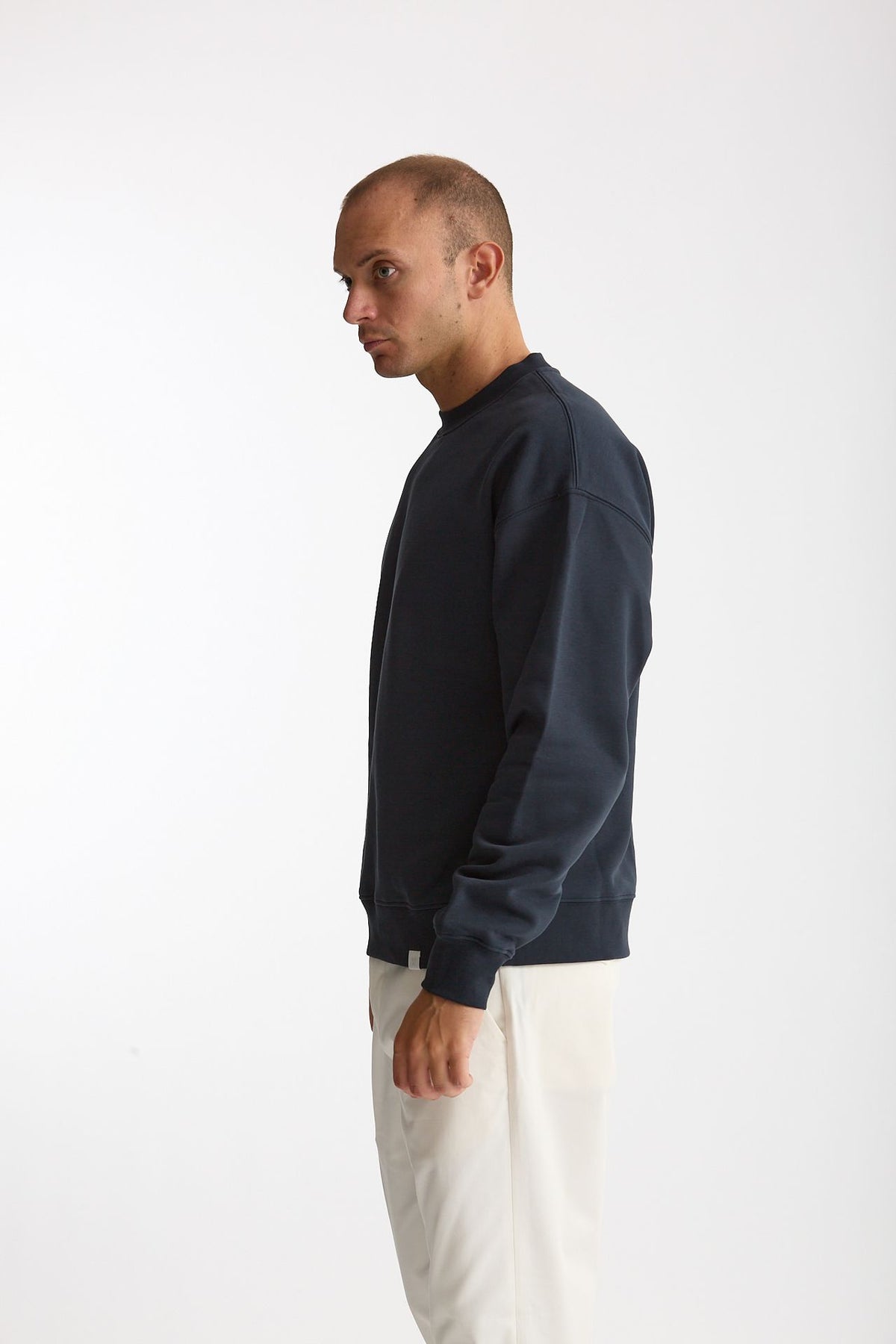 Felpa girocollo in cotone blu men Woc - 2