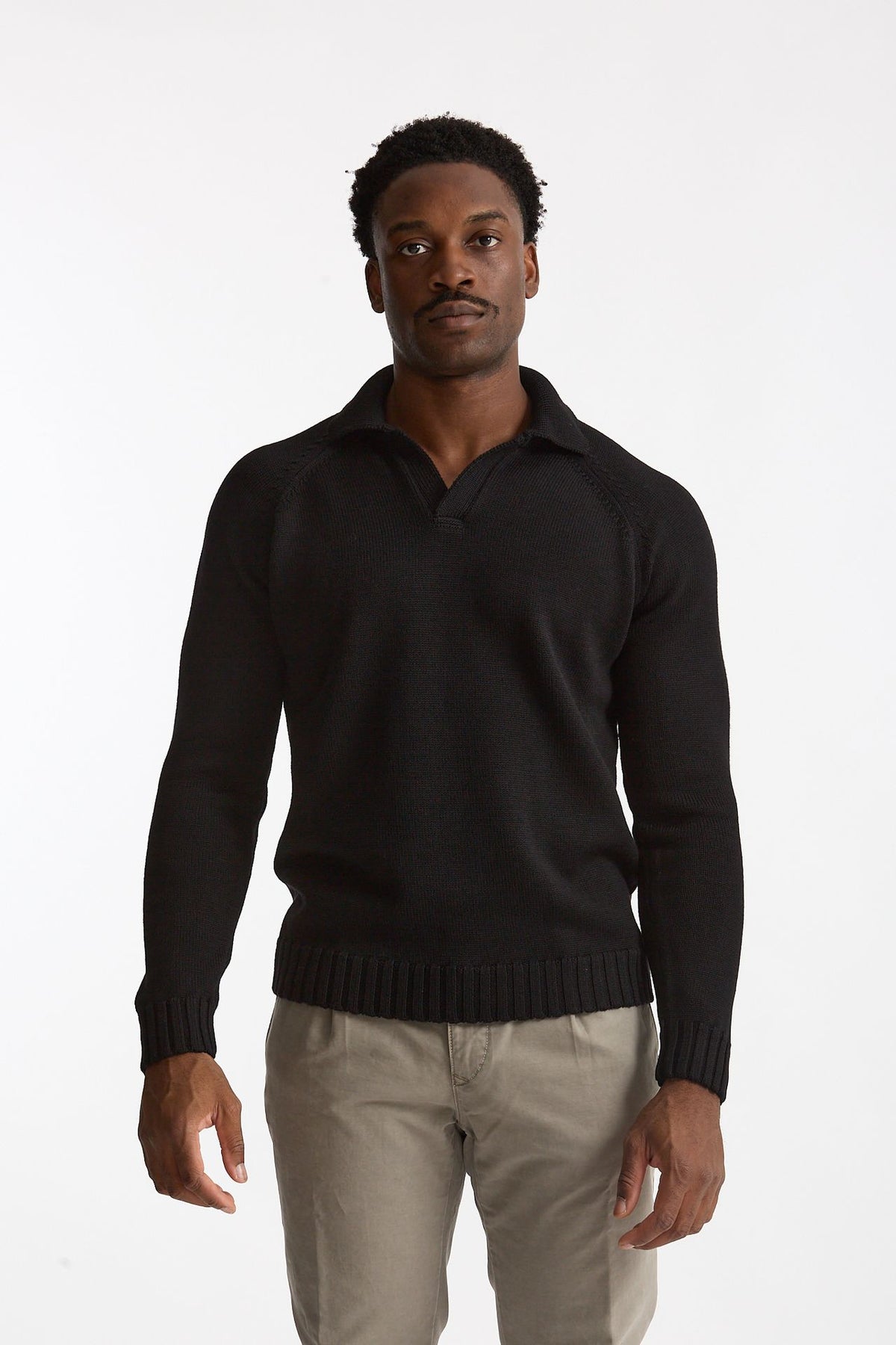 Maglia polo in lana nero men Zanone - 2